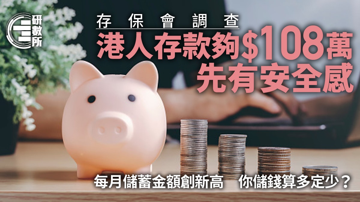 港人存款$108萬才有安全感 每月儲蓄金額急升 你儲錢算多定少? 港人存款$108萬才有安全感 每月儲蓄金額急升 你儲錢算多定少?