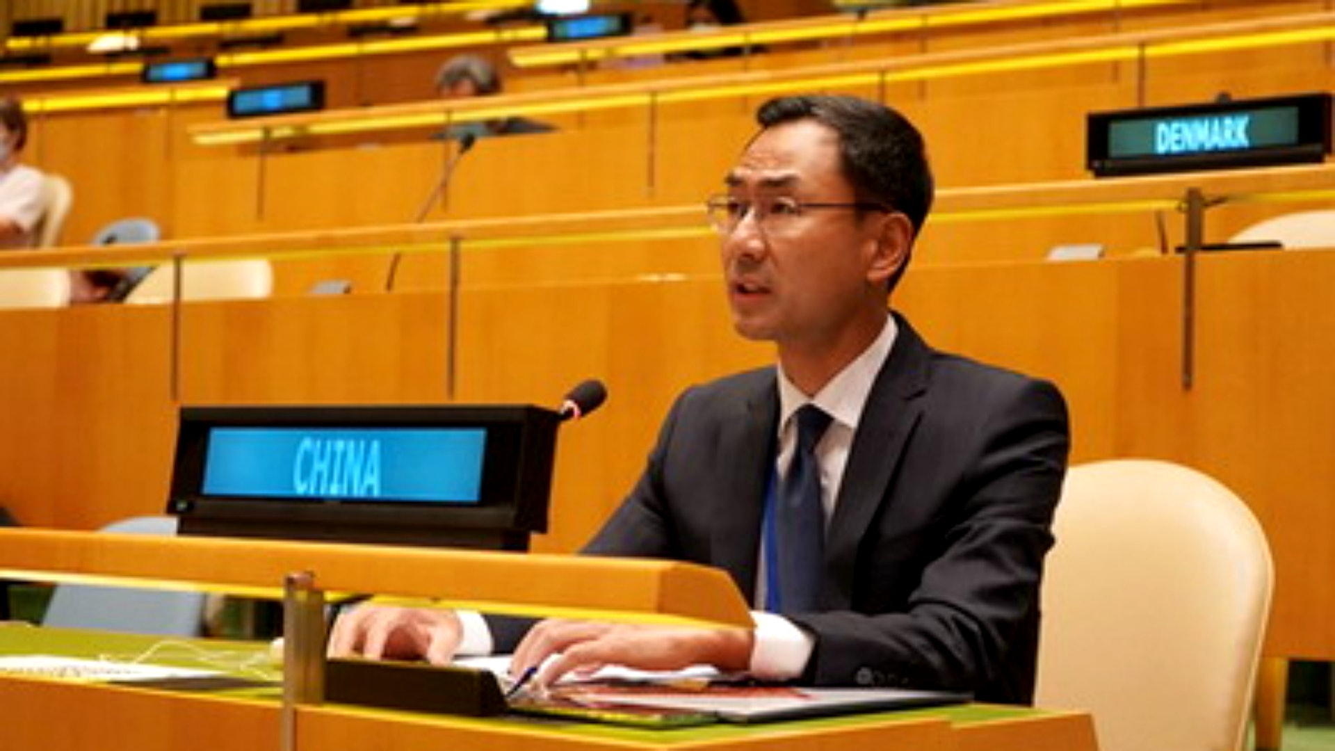 2020年10月12日,中國代表團團長、常駐聯合國副代表耿爽大使在第75屆聯合國大會裁軍與國際安全委員會一般性辯論中發言,批駁美方近來大肆鼓吹的「三邊軍控談判”論調。(中國外交部)