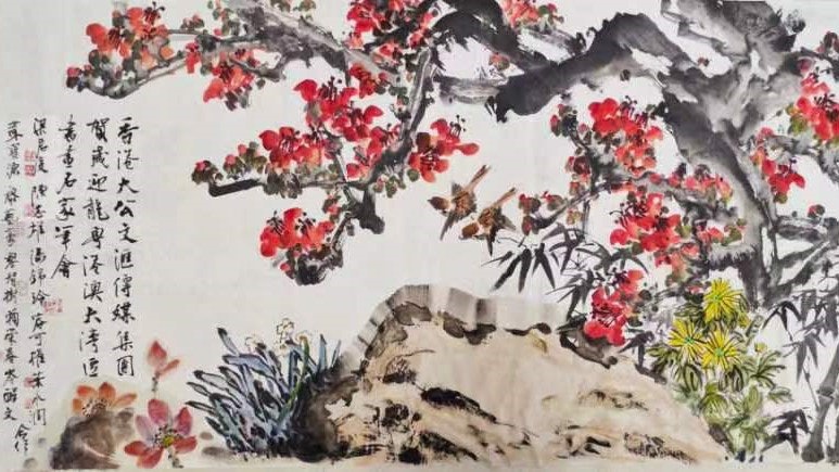 賀歲迎龍年 廣州書畫家來港參會揮毫潑墨 繪水墨花鳥共迎新春 賀歲迎龍年 廣州書畫家來港參會揮毫潑墨 繪水墨花鳥共迎新春