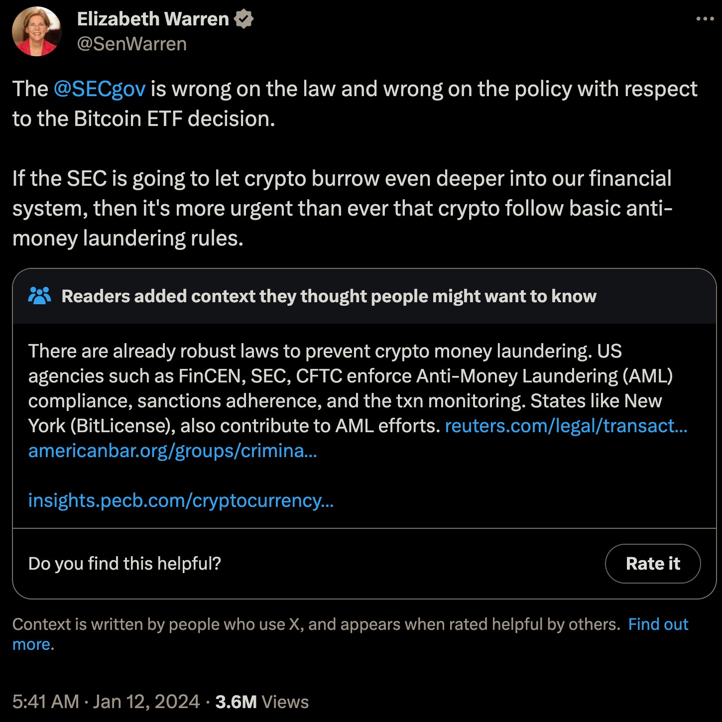 美參議員： SEC 的決策是錯誤的，加密貨幣需遵守反洗錢規則