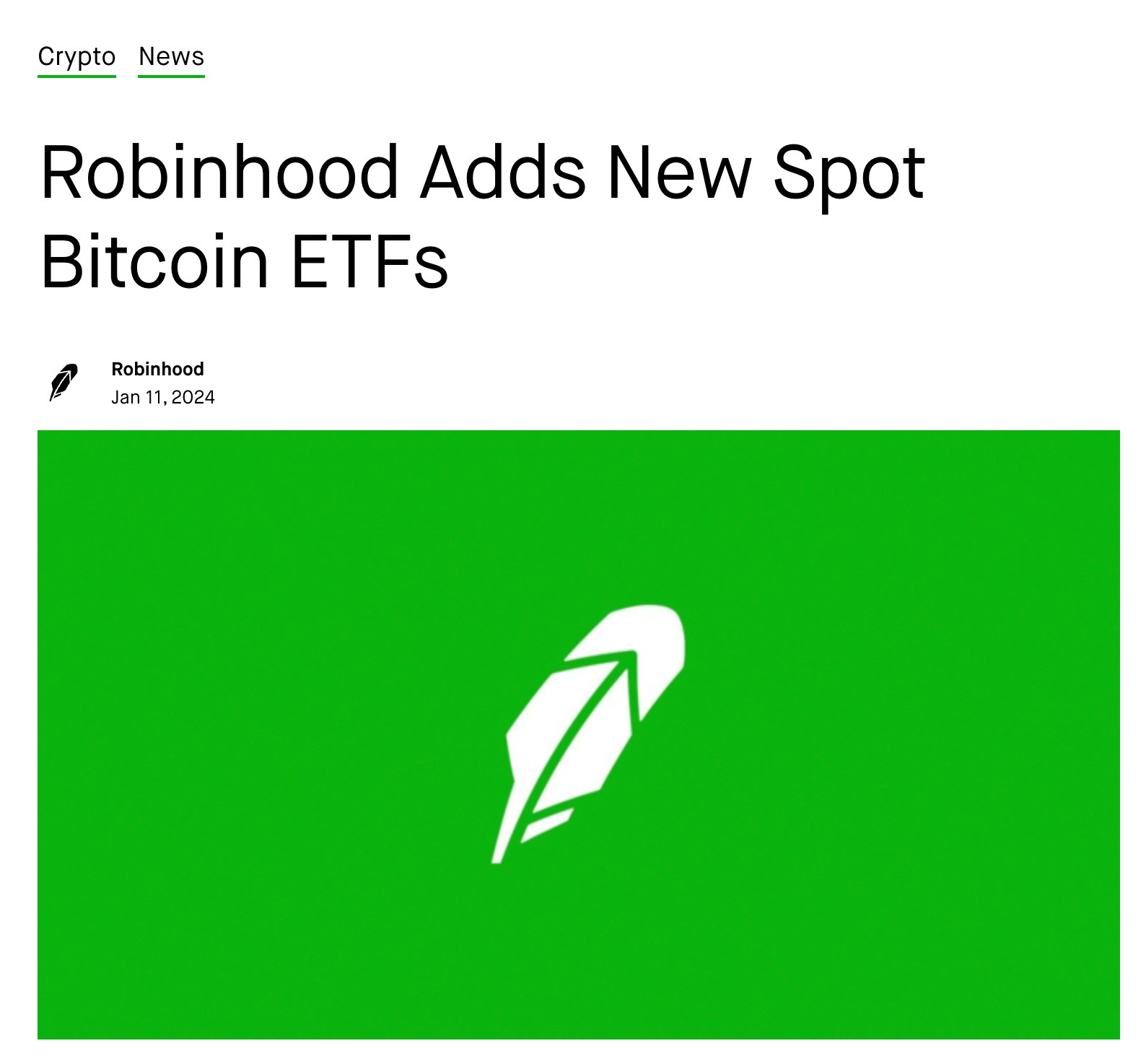 Robinhood 已上線11 支比特幣現貨ETF 的交易服務