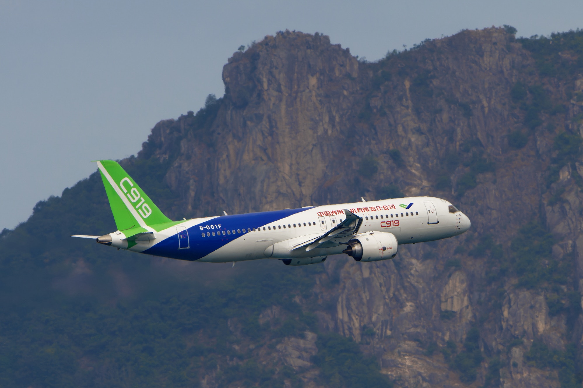 國產C919飛機飛過獅子山前方相片　奪香港飛行演示攝影比賽冠軍