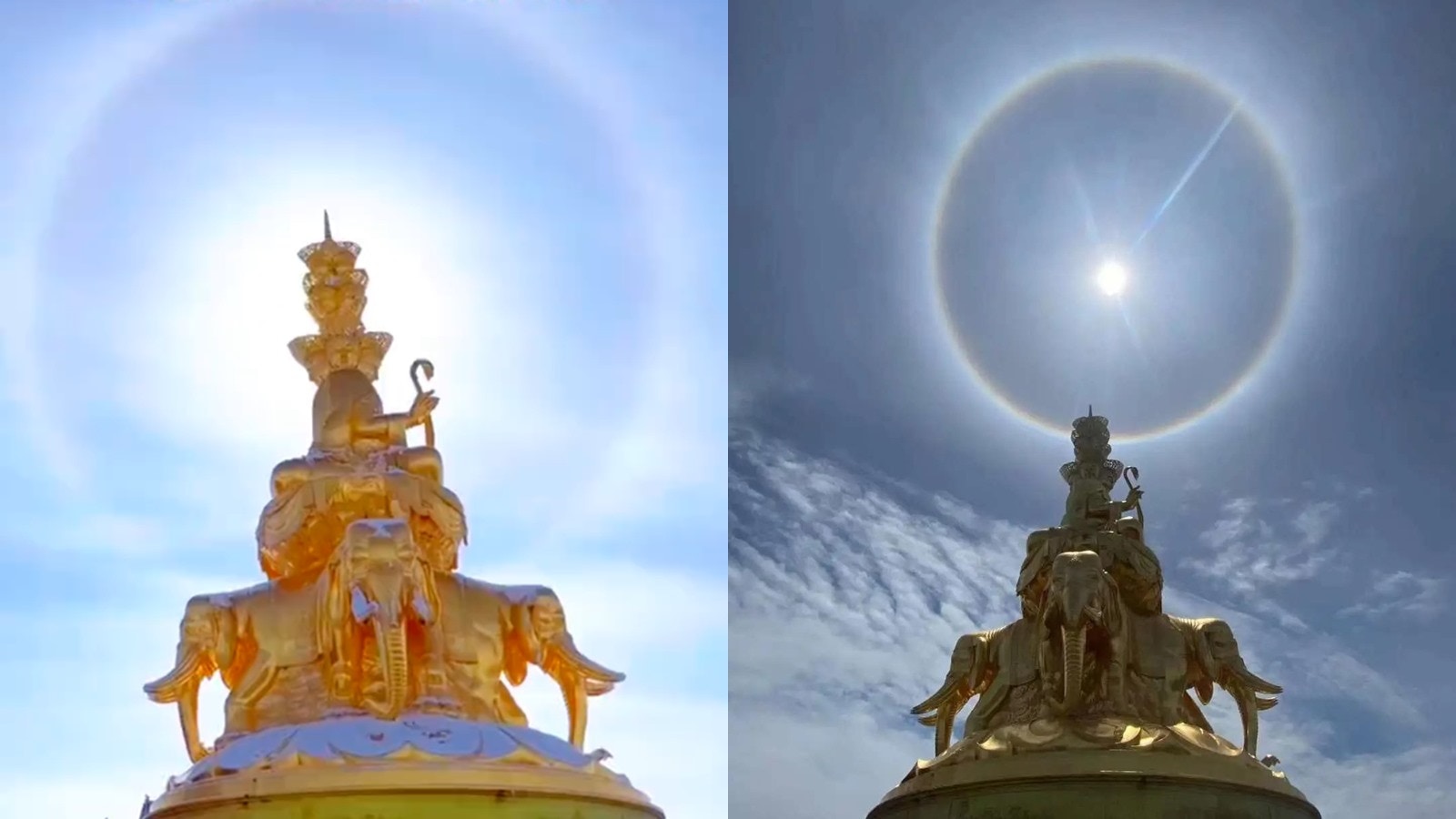 菩薩顯靈？峨眉山金頂驚現巨型日暈網民許願：諸事順利