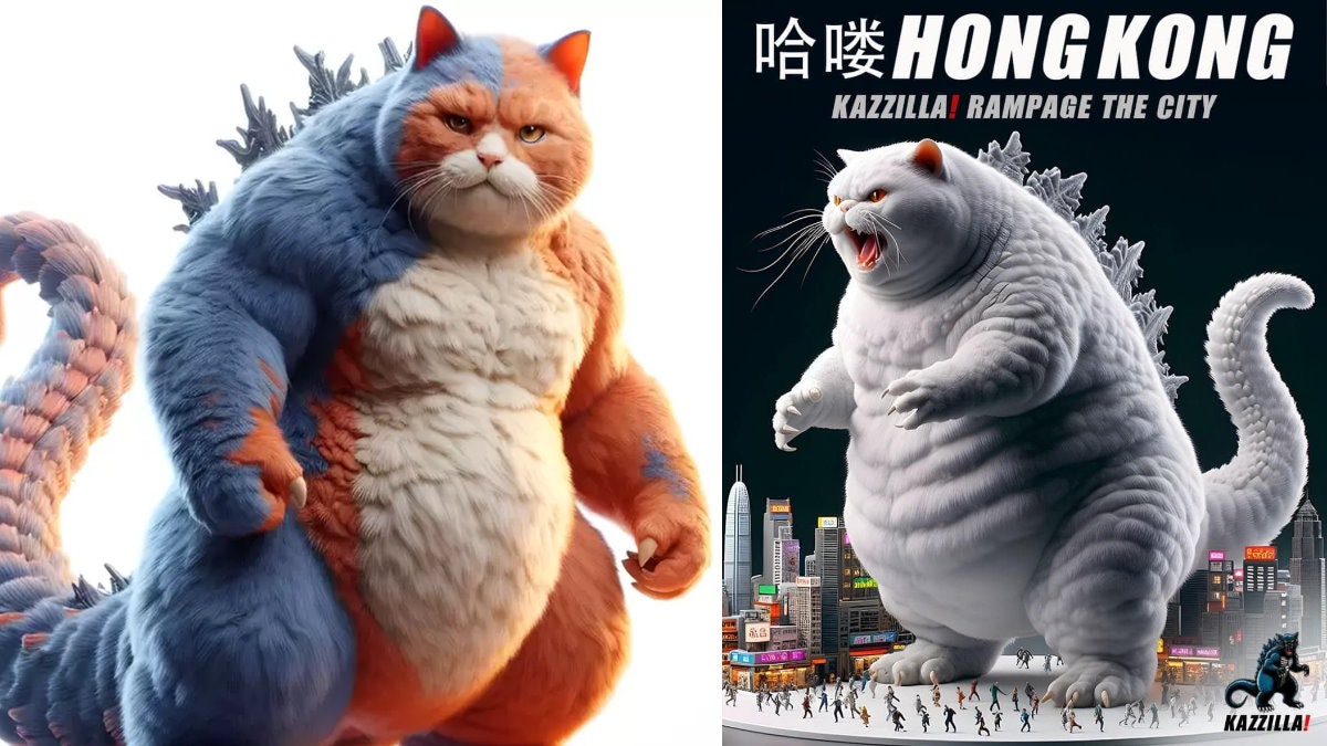 泰國導演用AI繪圖製作「貓版哥斯拉」火爆全網 香港又淪災難現場 泰國導演用AI繪圖製作「貓版哥斯拉」火爆全網 香港又淪災難現場