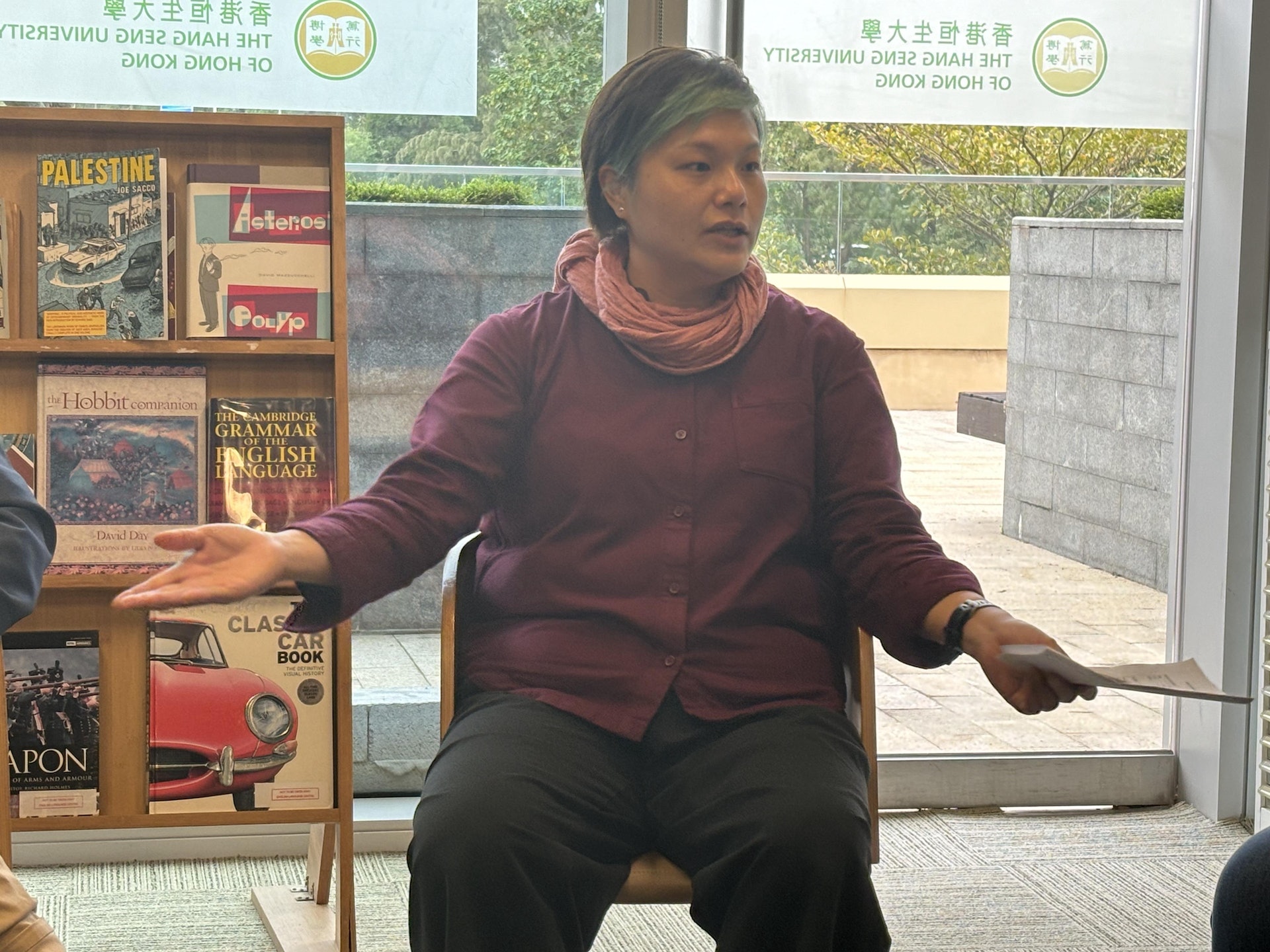 王美琪表示將服務學習融入至學科內容,能提供機會給從不做義工的同學多落區了解社會。(梁祖兒攝) 王美琪表示將服務學習融入至學科內容,能提供機會給從不做義工的同學多落區了解社會。(梁祖兒攝)