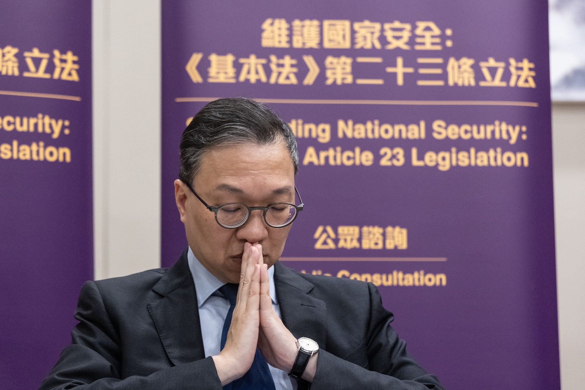 2024年2月7日,林定國和鄧炳強接受《香港01》等十間傳媒訪問回應23條立法建議。(梁鵬威攝) 2024年2月7日,林定國和鄧炳強接受《香港01》等十間傳媒訪問回應23條立法建議。(梁鵬威攝)
