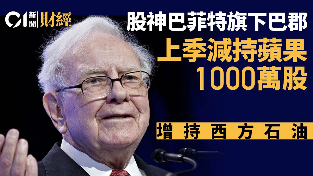 巴菲特旗下巴郡上季減持蘋果1000萬股增持西方石油