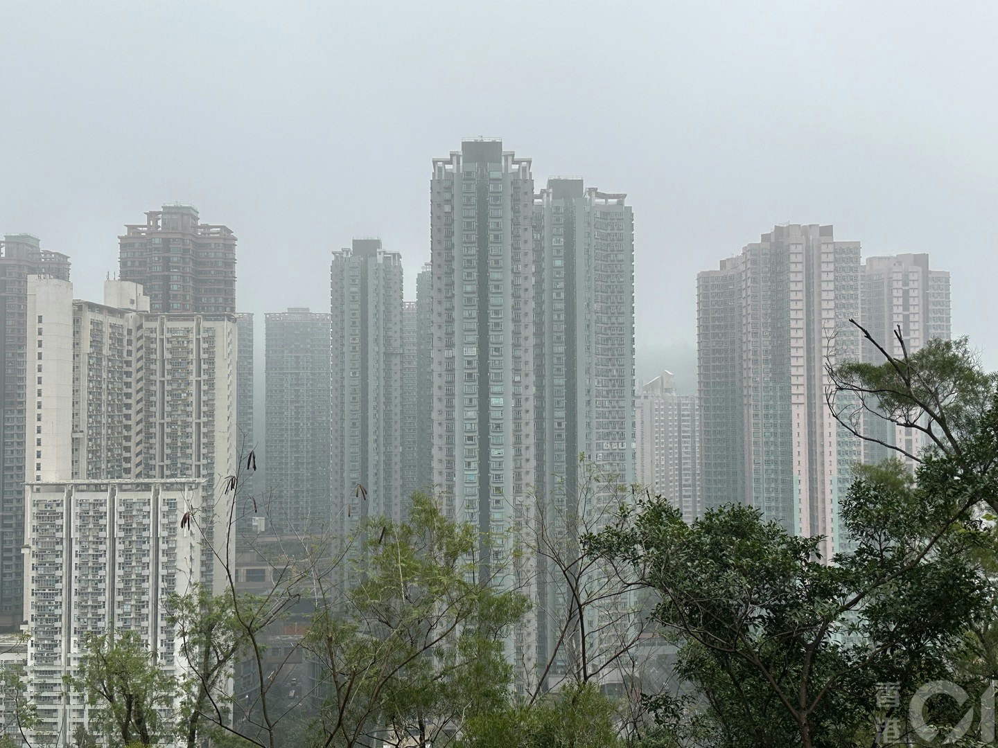 香港「雾都」将军澳在3月4日中午仍被大雾笼罩，看不清远景。（倪清江摄）