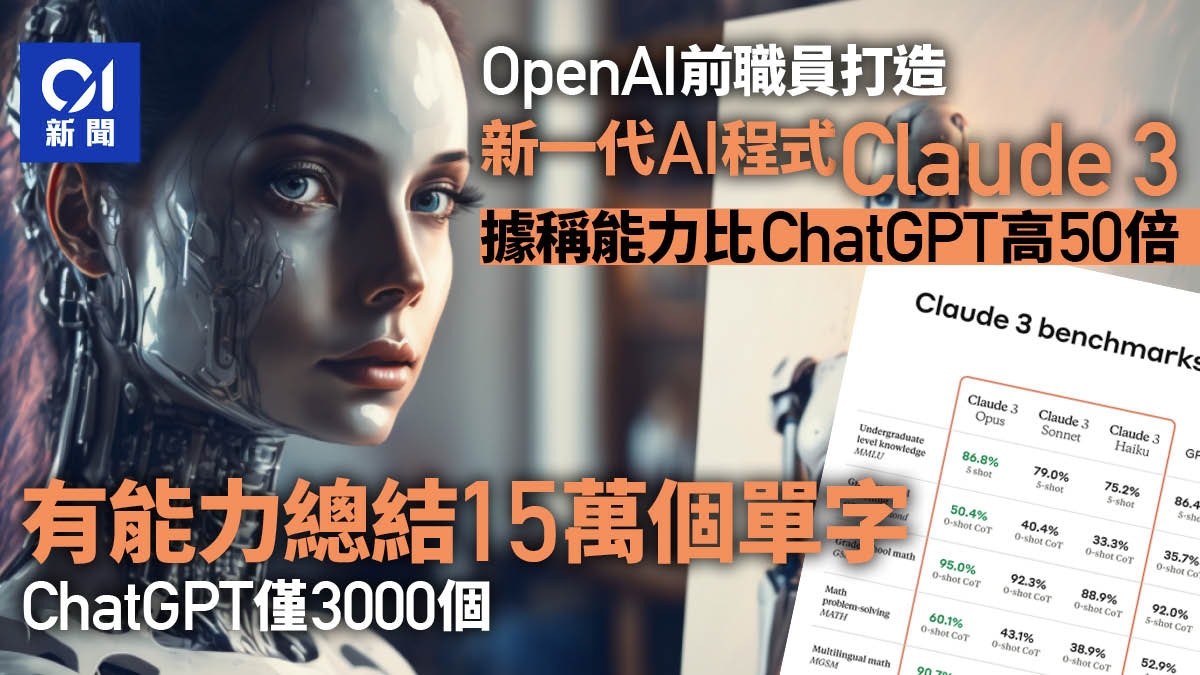 Claude 3完勝ChatGPT與Gemini？ Anthropic推新一代聊天機器人