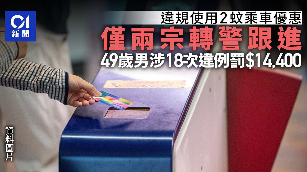 2元乘車優惠|打擊違規兩宗轉警跟進 49歲男涉18次違例罰$14,400 2元乘車優惠|打擊違規兩宗轉警跟進 49歲男涉18次違例罰$14,400