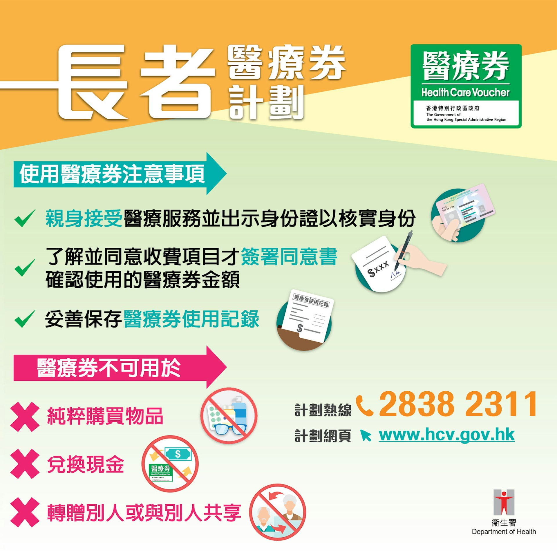 長者醫療券計劃(圖片來源:衞生署衞生防護中心)