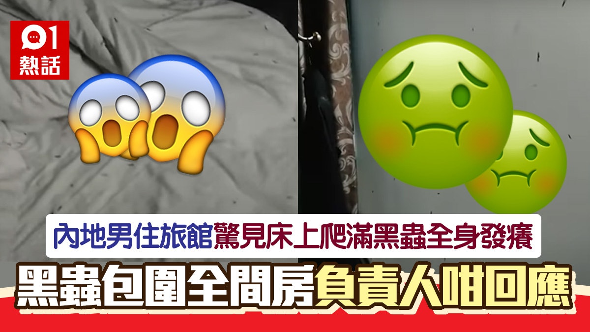 內地男住旅館半夜驚見黑蟲爬滿床 開燈發現被包圍 負責人咁回應 內地男住旅館半夜驚見黑蟲爬滿床 開燈發現被包圍 負責人咁回應