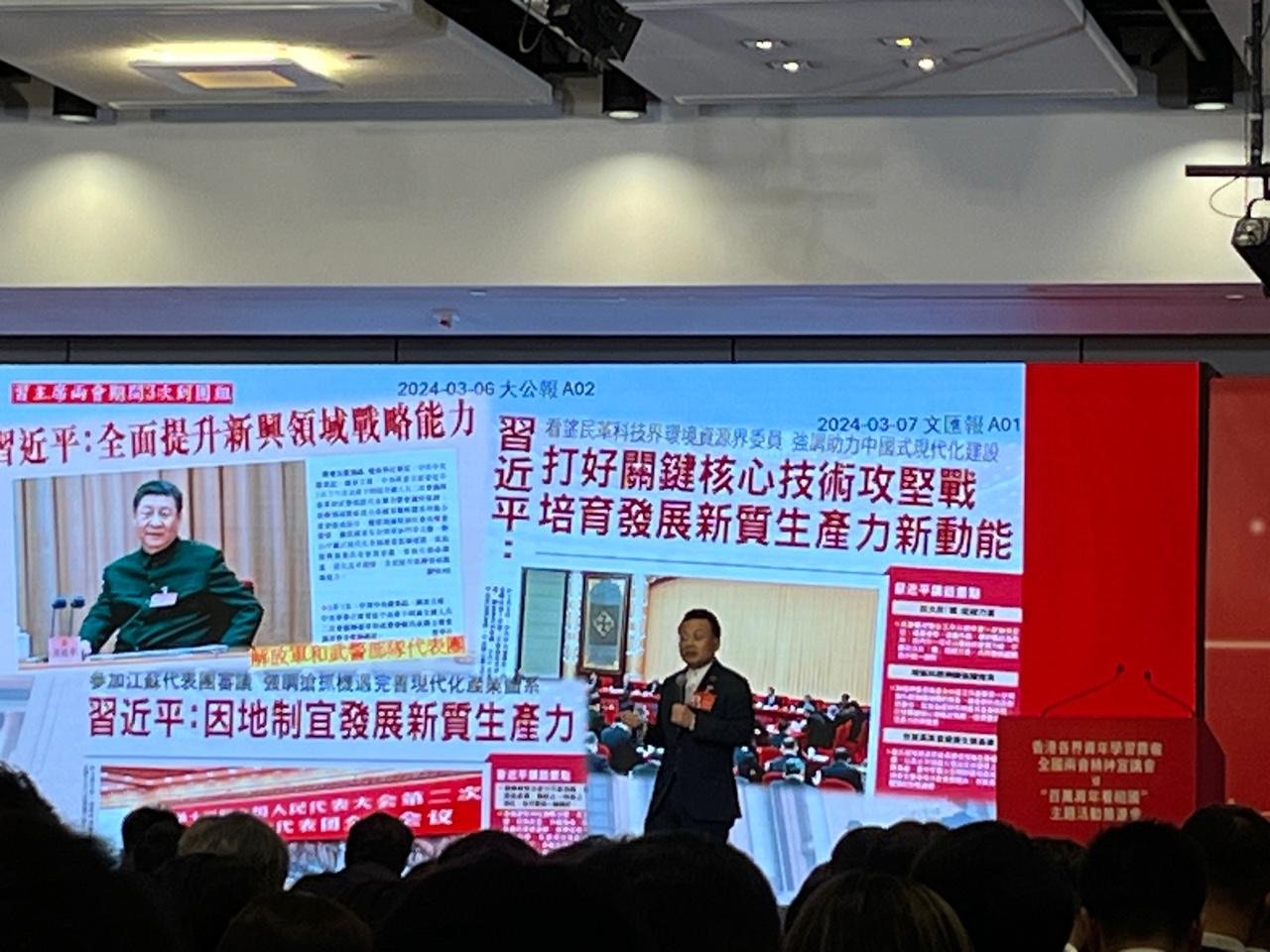 陳勇說，055導彈驅逐艦，不單可以驅逐該母艦，也不怕和它同歸於盡。（李宇婷攝）