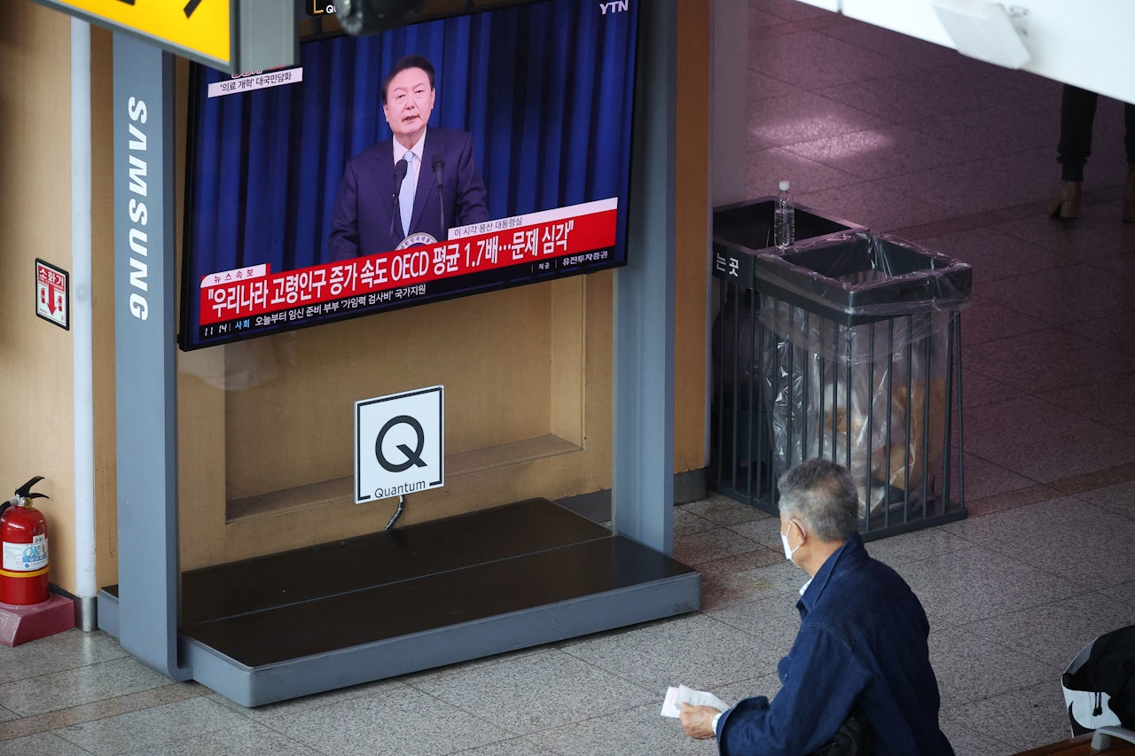圖爲2024年4月1日,韓國首爾,韓國總統尹錫悅發表國民談話。(Reuters) 圖爲2024年4月1日,韓國首爾,韓國總統尹錫悅發表國民談話。(Reuters)