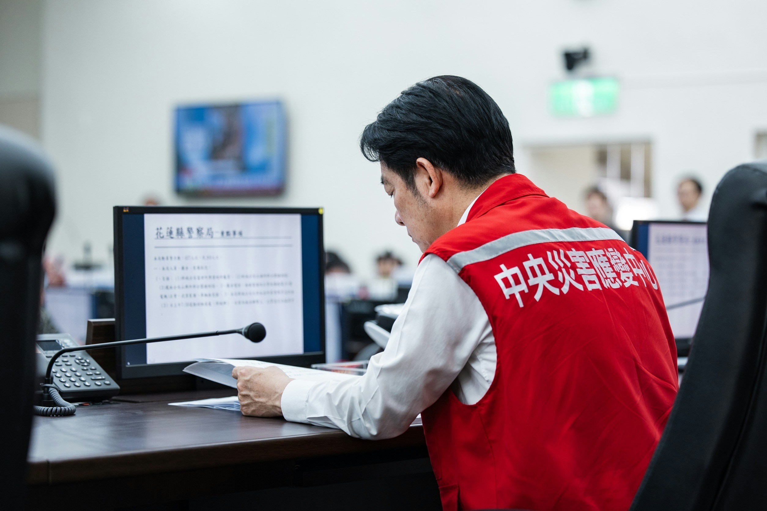 2024年4月3日，賴清德前往花蓮瞭解災害情形及救援進度。（台灣總統府）