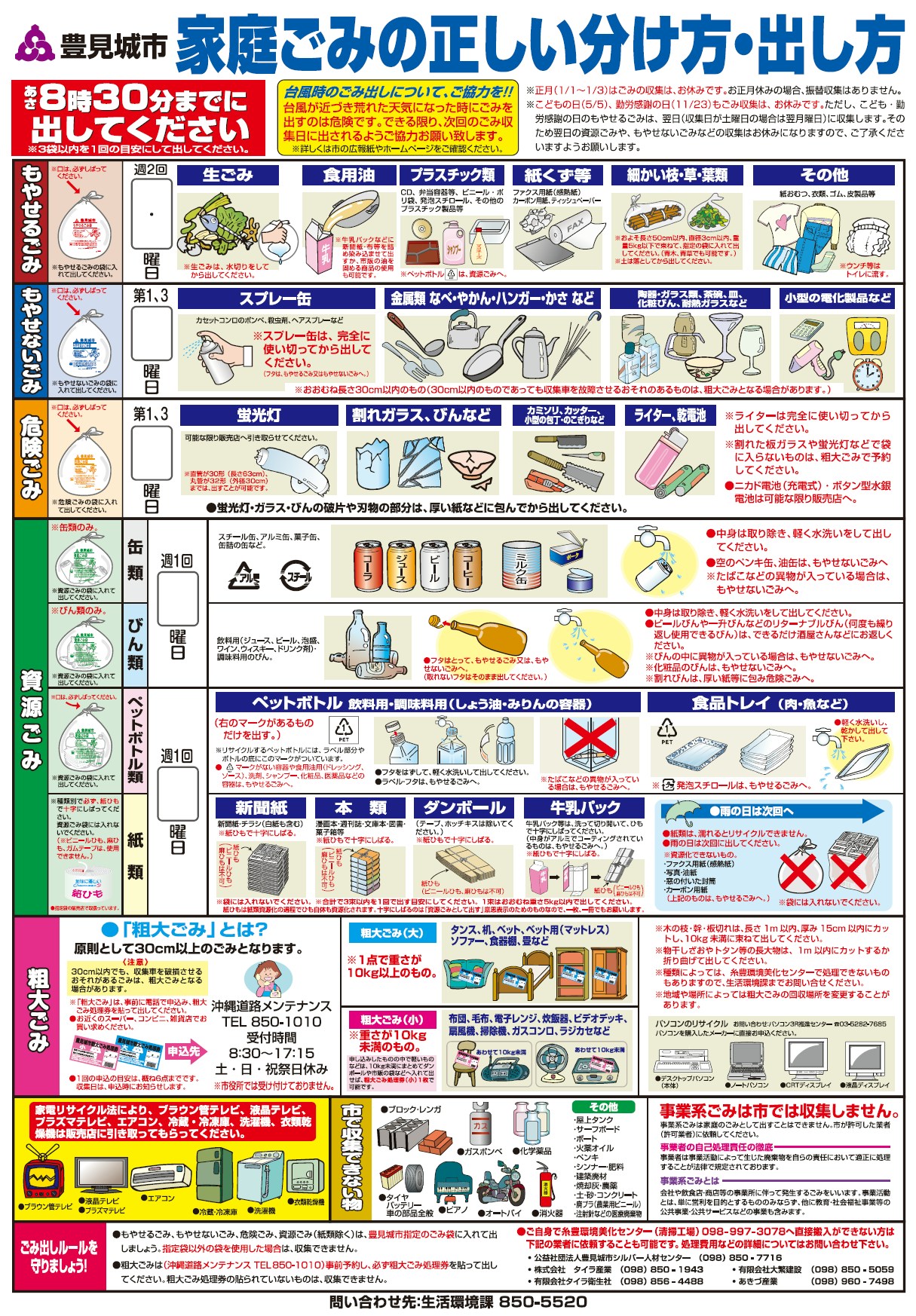 日本垃圾分类和处理十分繁杂，市政府在居民移居当地之初便会分发类似的图表，方便市民照着做。(丰见城市政府网页)