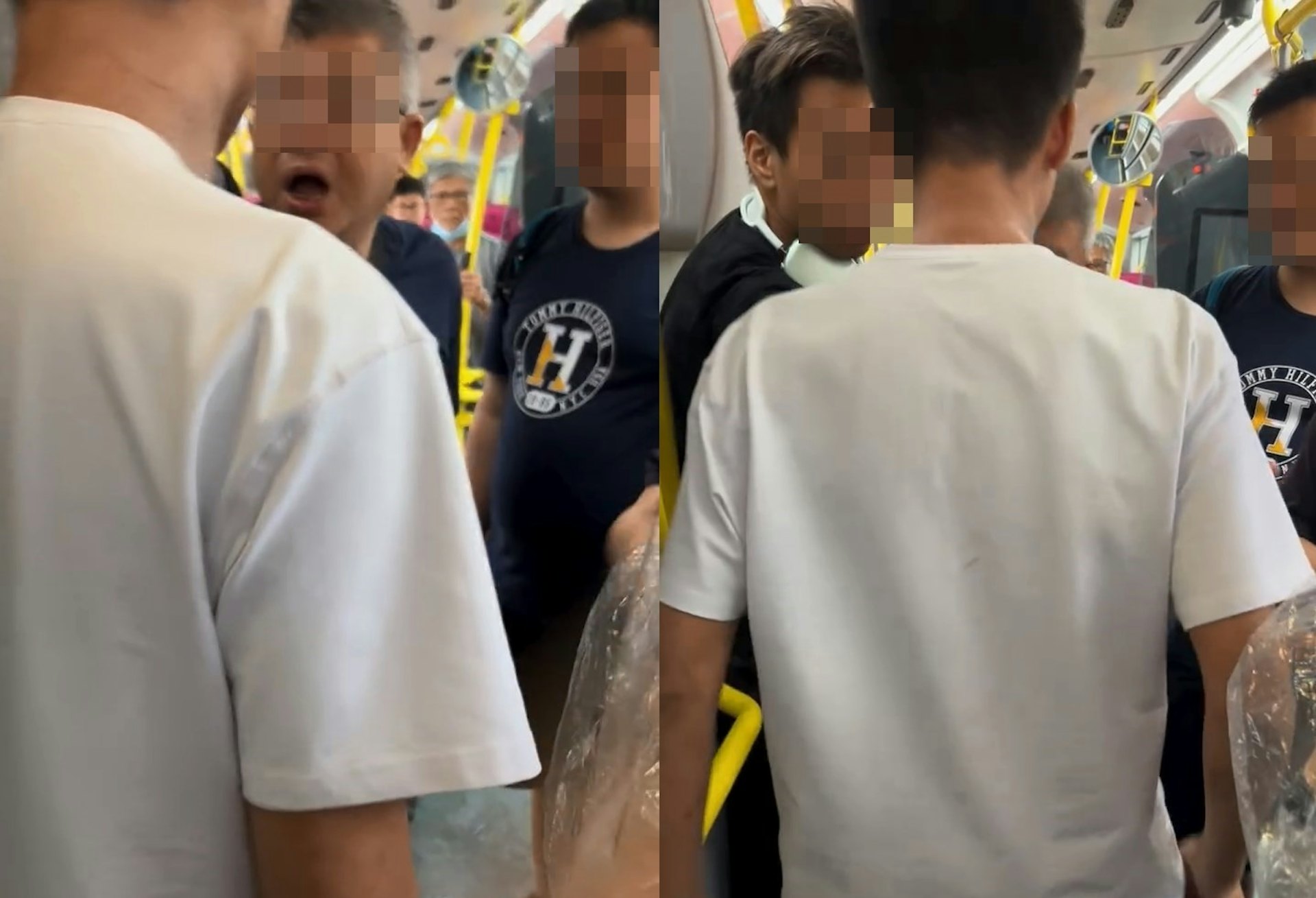 九巴上一名眼鏡男與白衫巴士迷罵戰,雙方怒吼「除褲!」、「跪低!」(facebook 「是日快快-巴士即日相」 影片截圖) 九巴上一名眼鏡男與白衫巴士迷罵戰,雙方怒吼「除褲!」、「跪低!」(facebook 「是日快快-巴士即日相」 影片截圖)