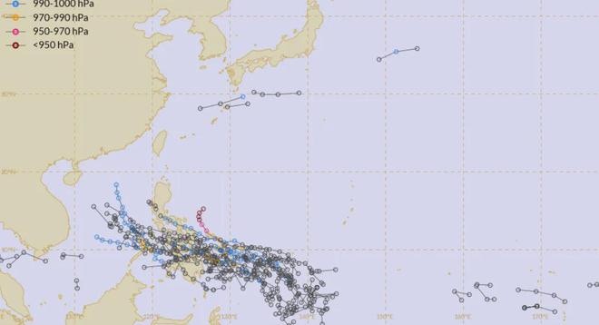 博主引述GFS模拟资料表示，预计星期五（5月10日）会出现1个稳定「台风胚胎」并增强，周日（5月12日）达到994 hPa（热带风暴级别）。（网上图片）