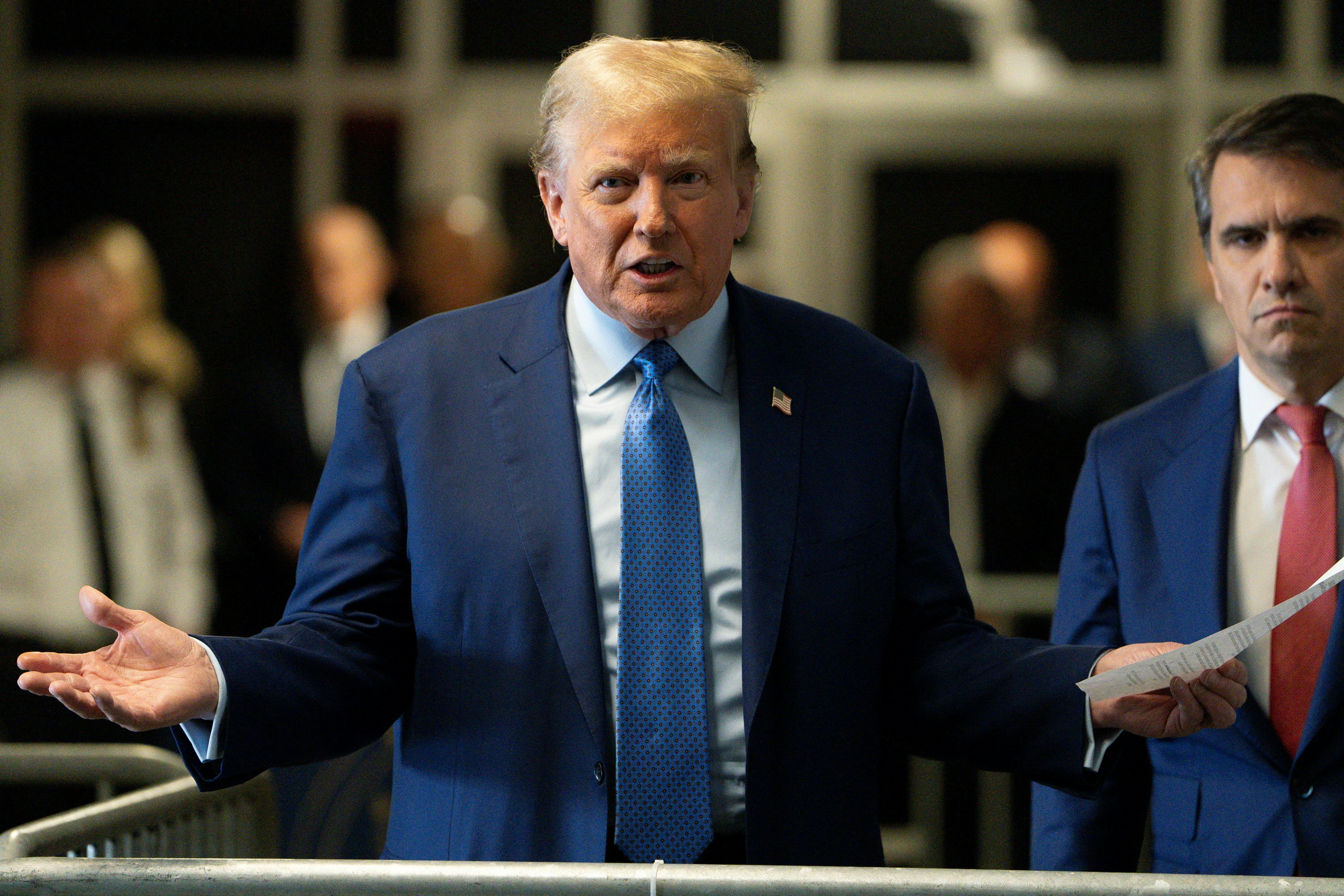 2024年5月9日,美國前總統特朗普(Donald Trump)為掩口費案再度於紐約出庭。(Reuters) 2024年5月9日,美國前總統特朗普(Donald Trump)為掩口費案再度於紐約出庭。(Reuters)