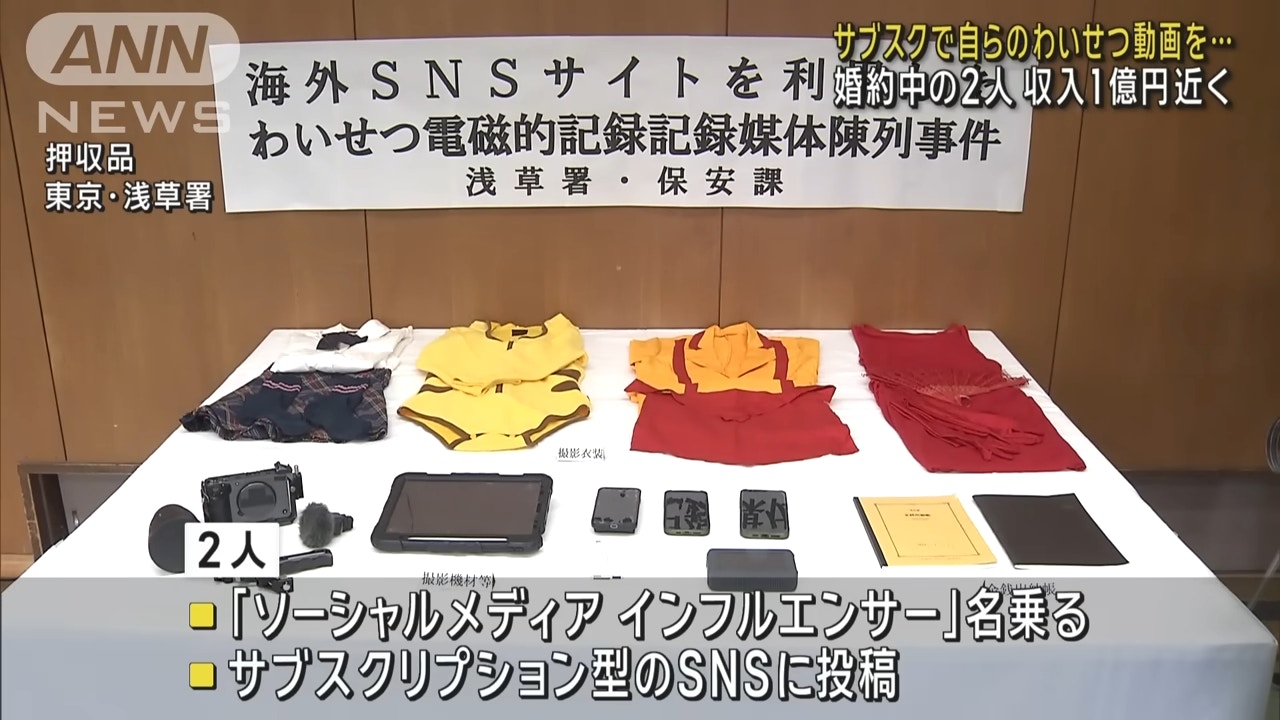 警方检获大量拍摄用的Cosplay服装及器材（新闻截图）