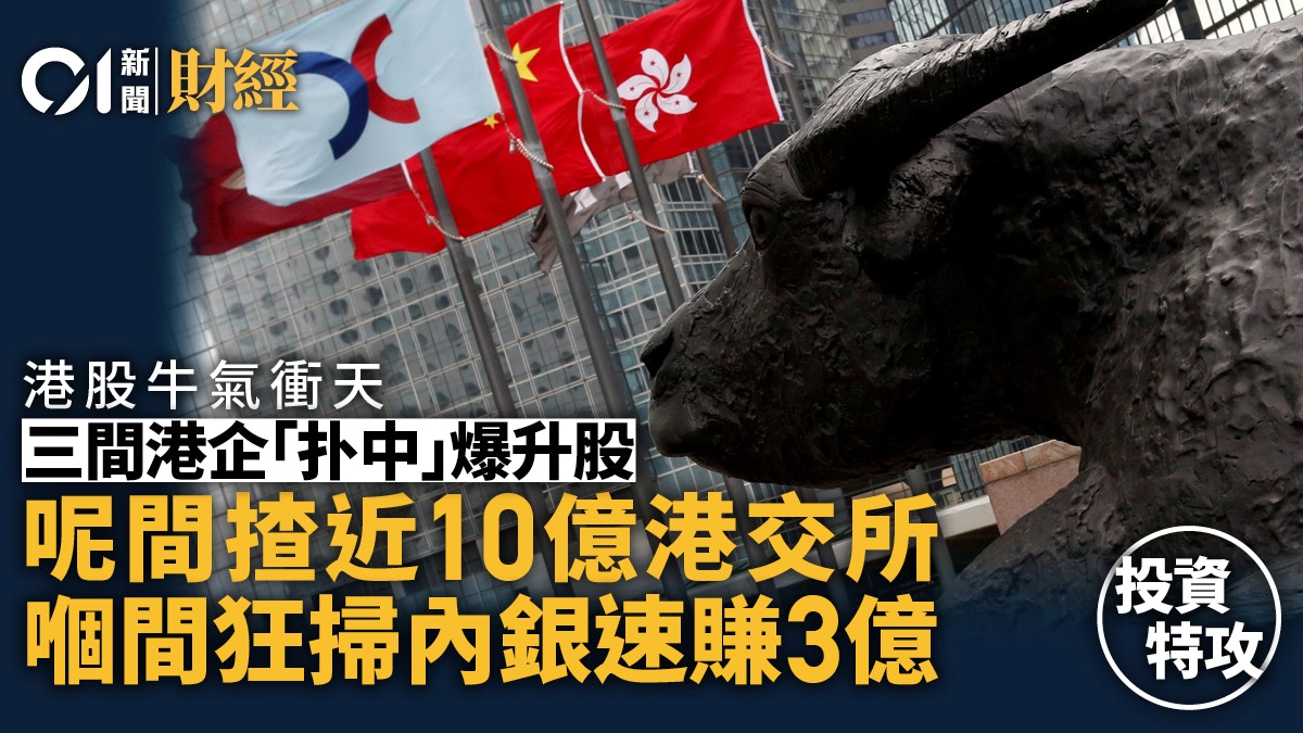 三港企「扑中」爆升股呢間揸近10億港交所嗰間掃內銀速賺3億