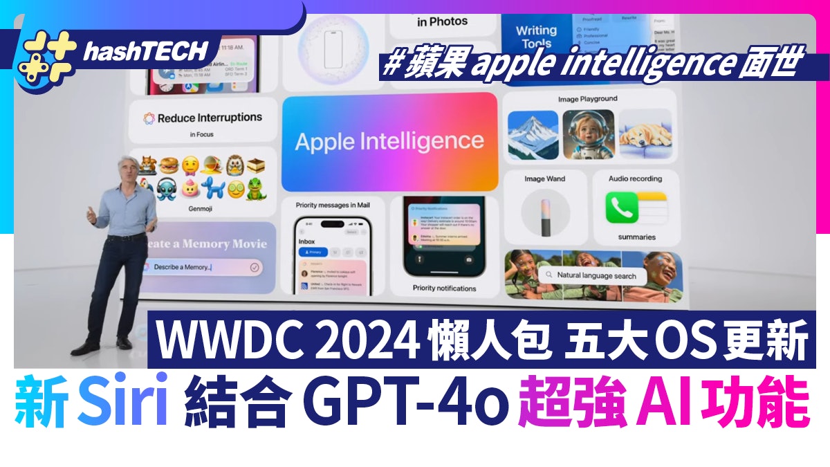 Apple Intelligence iOS 18新Siri連動ChatGPT4|WWDC 2024懶人包 Apple Intelligence iOS 18新Siri連動ChatGPT4|WWDC 2024懶人包