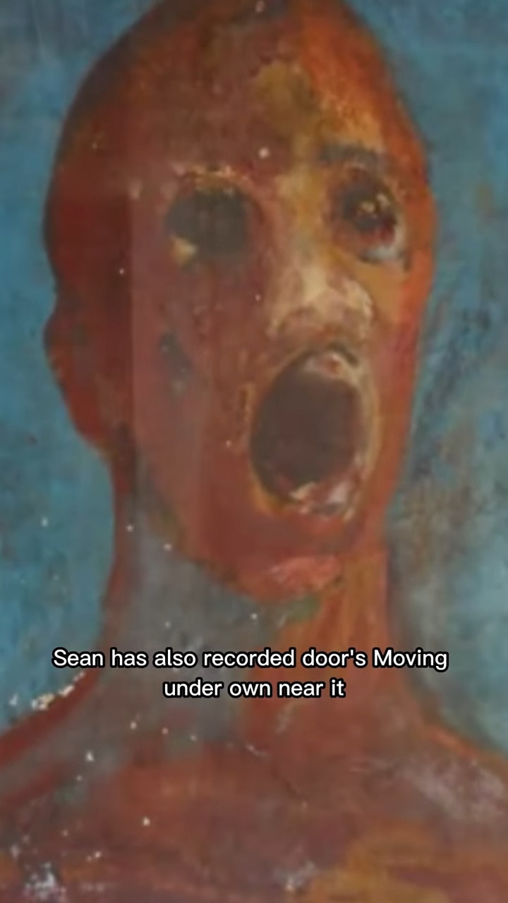 Sean Robinson掛起畫作《The Anguished Man》怪事不斷發生。（YT截圖）