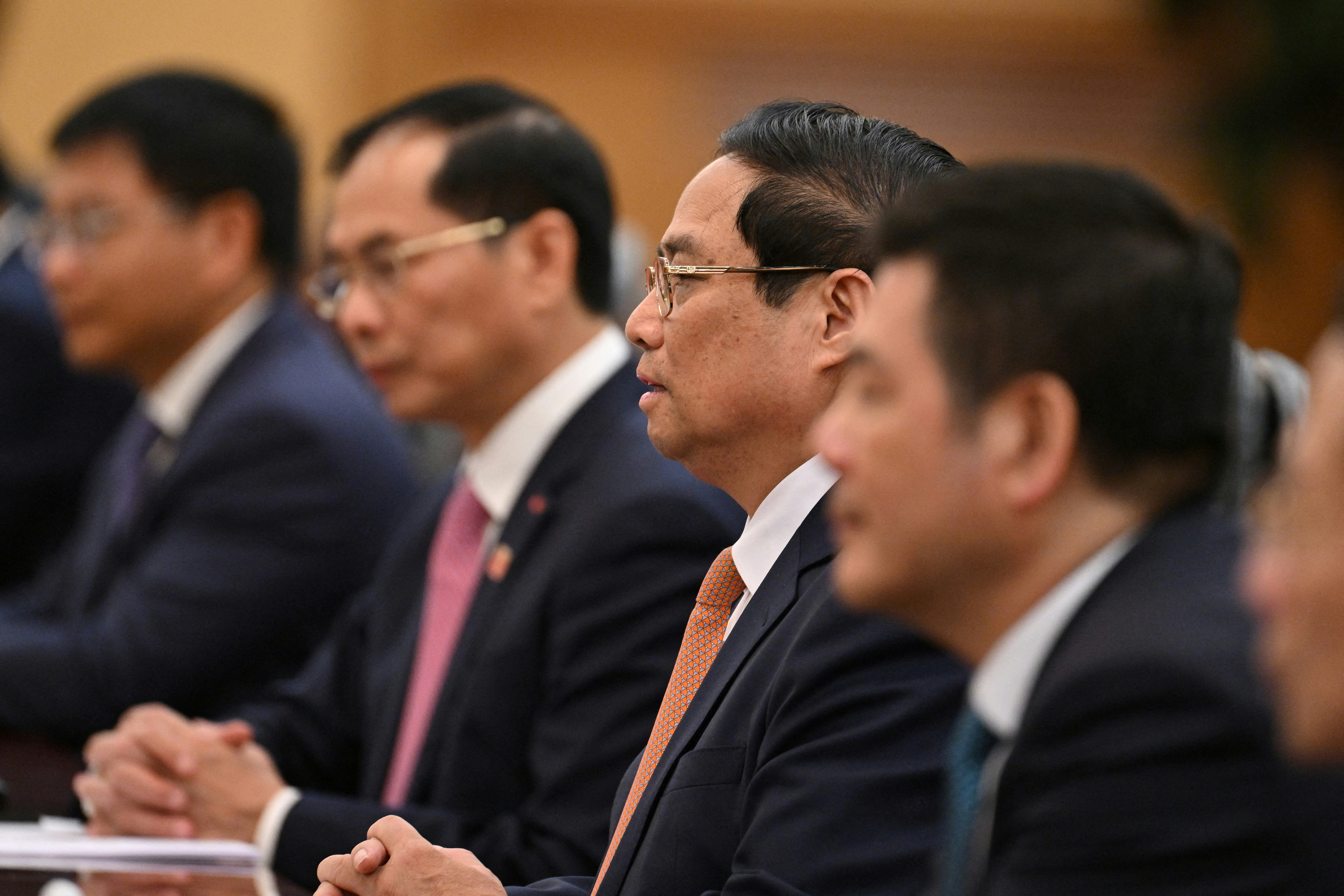 On June 26, 2024, Vietnamese Prime Minister Pham Minh Zheng delivered a speech to Chinese President Xi Jinping (not in the picture) at a bilateral meeting held at the Great Hall of the People in Beijing. (Reuters)