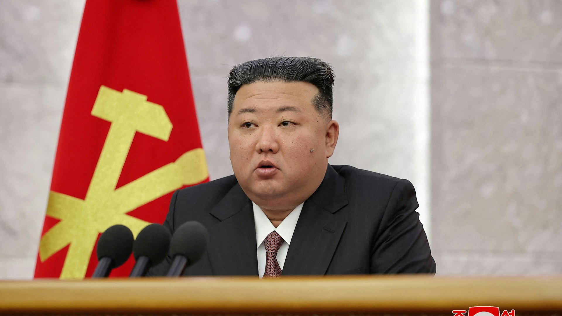 金正恩胸針首亮相 朝鮮官員佩戴開會 韓媒:加速偶像化 金正恩胸針首亮相 朝鮮官員佩戴開會 韓媒:加速偶像化