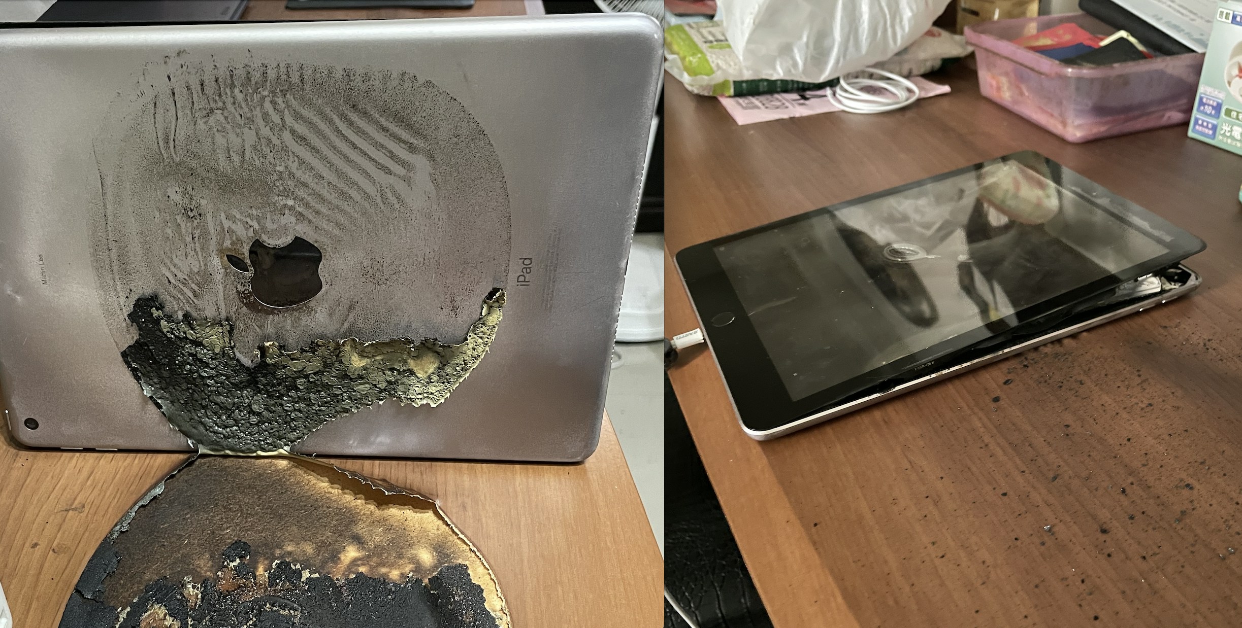 iPad充電起火燒熔枱面｜欲向蘋果投訴竟被網民勸退？最後點解決？