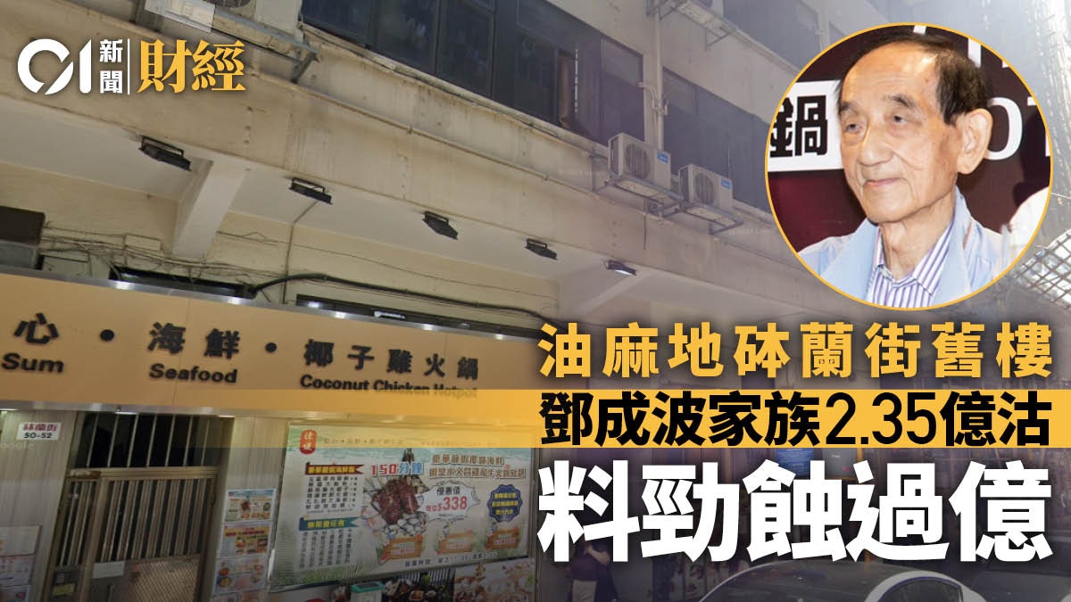鄧成波家族2.35億沽油麻地砵蘭街舊樓 料勁蝕超過1億元