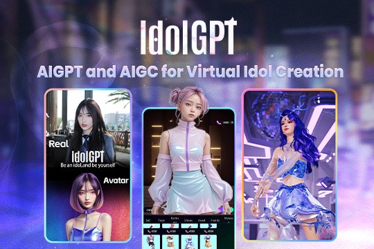 （類別：智慧生活）「IdolGPT」是由MEET48自主研發的AI-LLM "HRDR"驅動，專注於3D虛擬角色生成、虛擬音樂和虛擬舞蹈內容生成。IdolGPT提供一系列工具，鼓勵內容創作者通過AI表達他們的想法，包括：3D虛擬化身生成器、AI音樂和音頻生成器、AI舞蹈編排生成器、AI聊天機器人，以及內容導出到自家的"短影音"式平台。