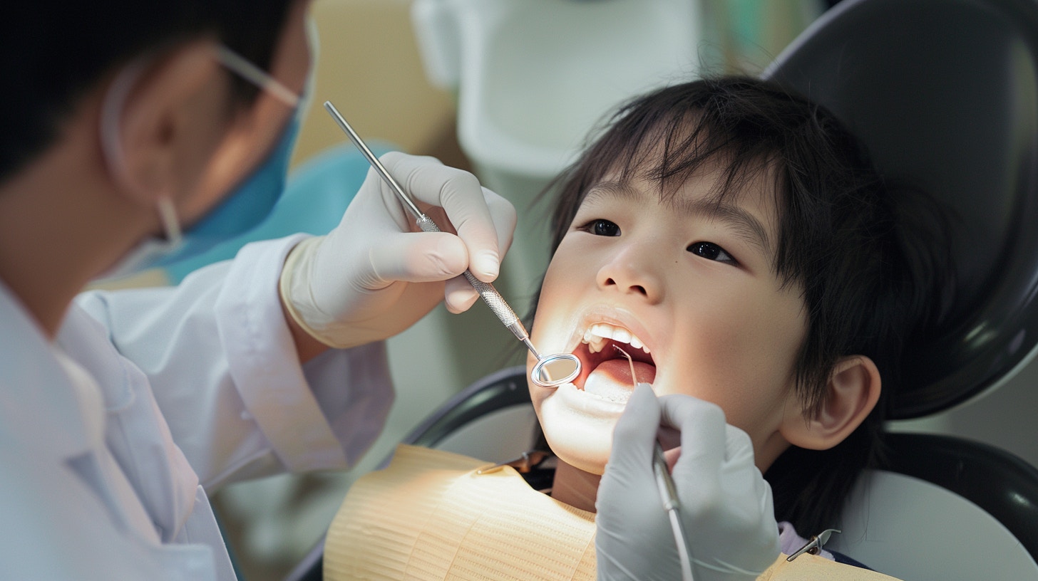 在兒童牙科診室裡，醫護人員專業且耐心，確保每個小朋友都能得到細心的照顧和治療。