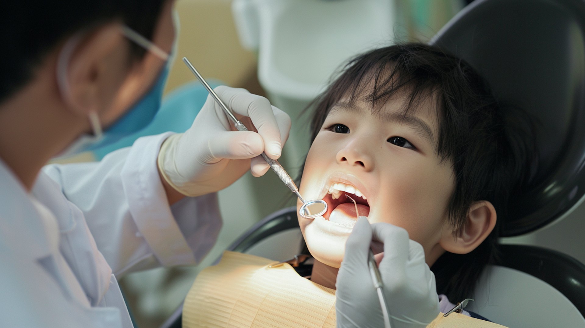 在兒童牙科診室裡,醫護人員專業且耐心,確保每個小朋友都能得到細心的照顧和治療。