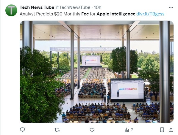 Apple Intelligence可能要收費？高階AI功能以訂閱形式每月20美元