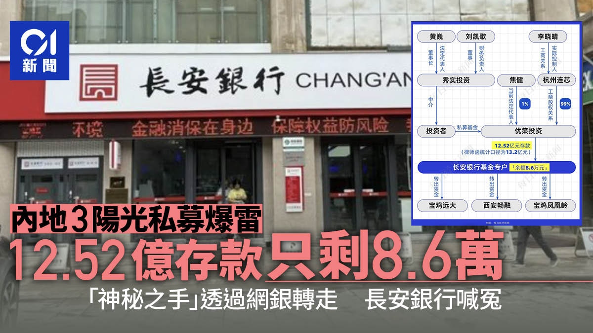 內地陽光私募爆雷！12.52億元存銀行竟被離奇轉走只剩8.6萬元
