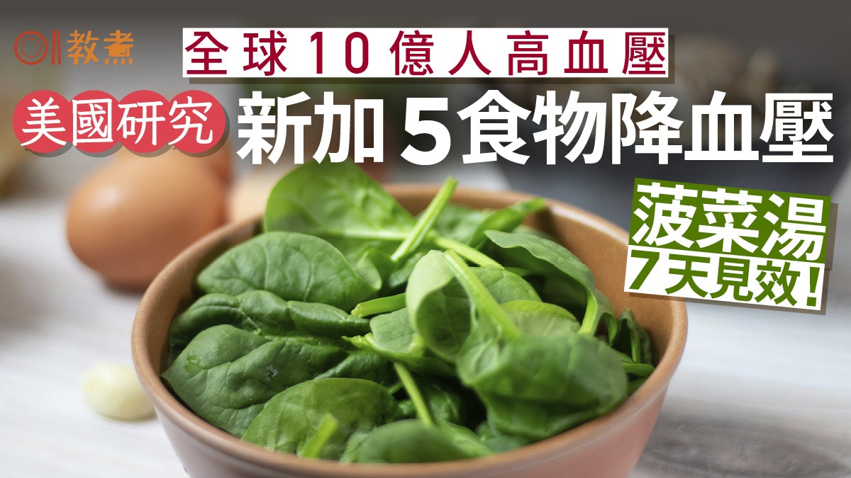 高血壓飲食｜美國研究新加5食物降血壓　菠菜湯7日見效 日吃1雞蛋