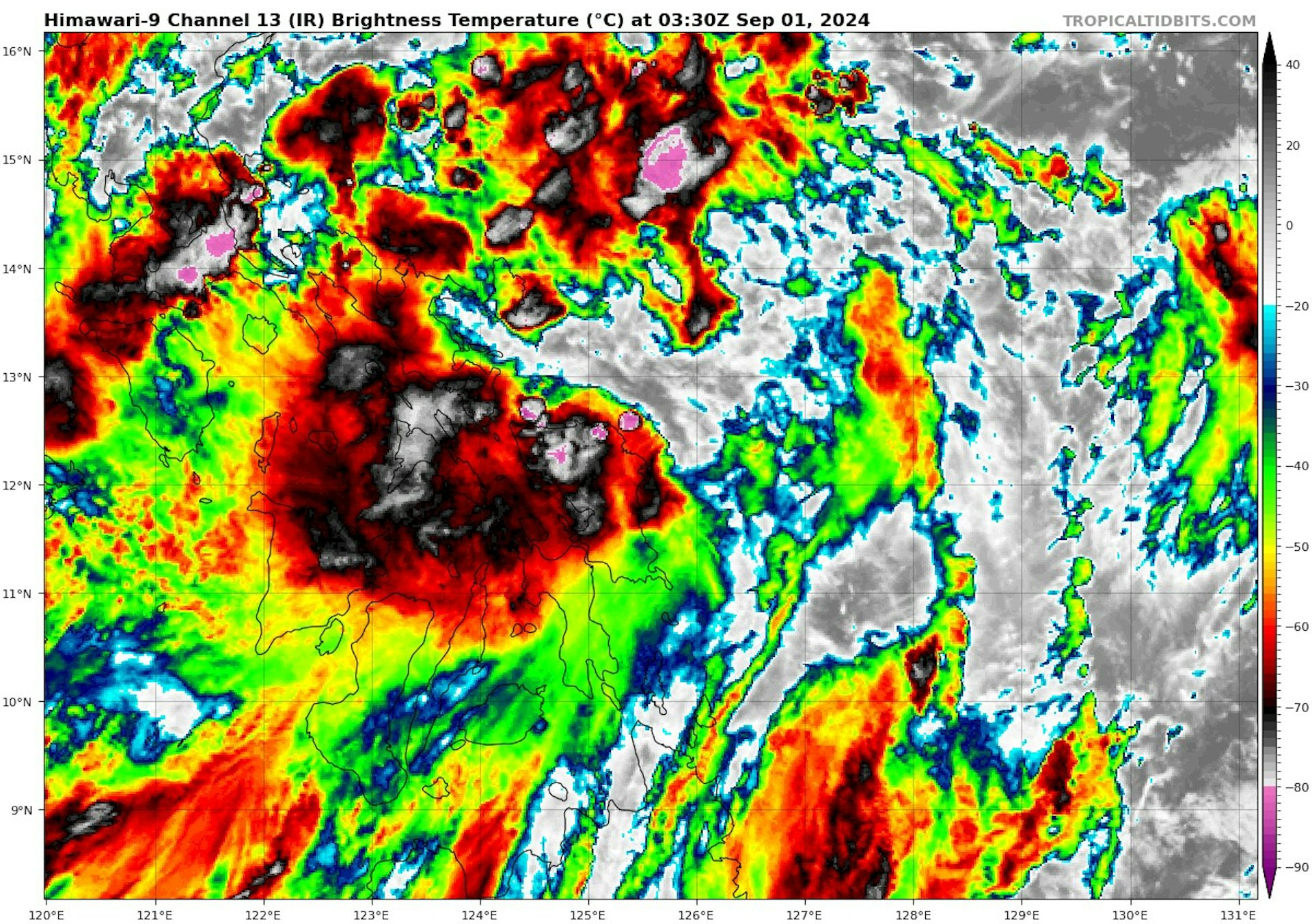 菲律賓以東海域上空的低壓區,組織暫時較為鬆散。(Tropical Tidbits網頁圖片) 菲律賓以東海域上空的低壓區,組織暫時較為鬆散。(Tropical Tidbits網頁圖片)