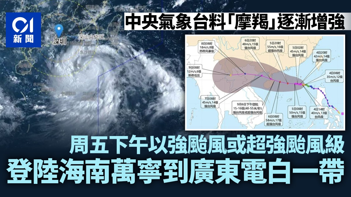 颱風「摩羯」逐漸加強 周五下午將登陸海南萬寧到廣東電白一帶 颱風「摩羯」逐漸加強 周五下午將登陸海南萬寧到廣東電白一帶
