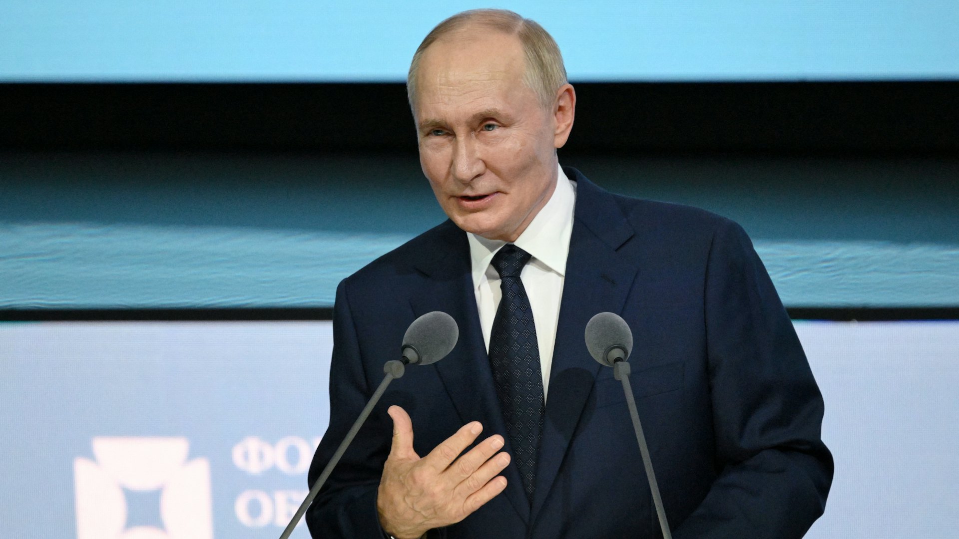 2024年9月12日,俄羅斯聖彼得堡,俄羅斯總統普京在會議上發表講話。(Reuters)