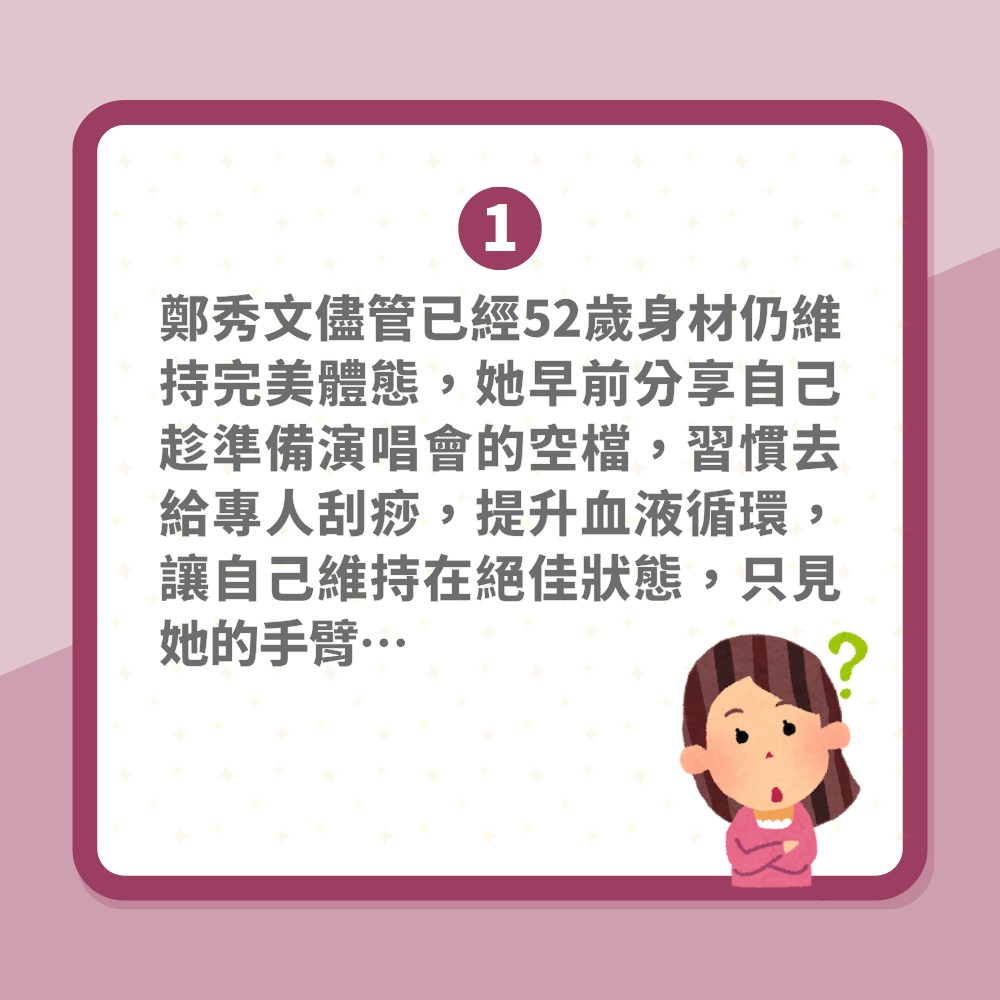 鄭秀文刮痧背部全紅代表什麼意思？有助瘦身？四大注意事項你要知（01製圖）