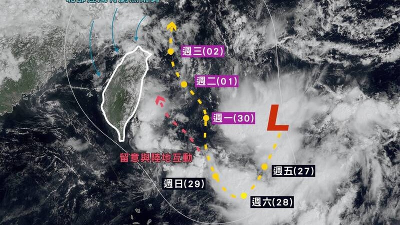 遊台注意︱颱風「燕子」周末生成 下周貼台灣東岸北上料強風雨 遊台注意︱颱風「燕子」周末生成 下周貼台灣東岸北上料強風雨