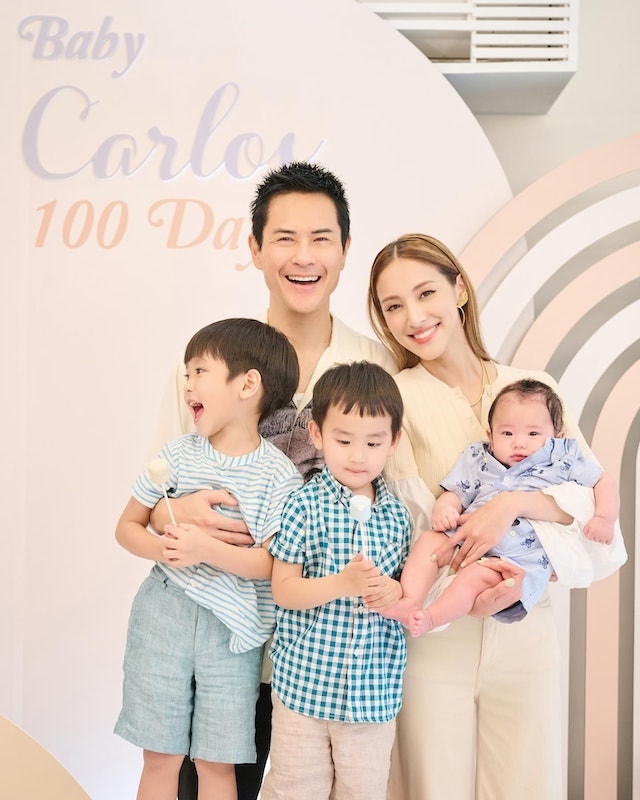 鄭嘉穎、陳凱琳一家五口非常幸福。（IG@ghlchan）