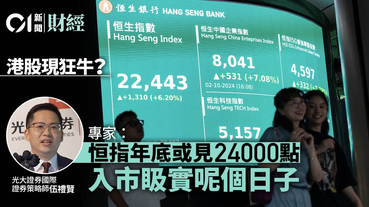 港股現狂牛市？ 專家料恒指年底或見24000點入市𥄫實呢個日子