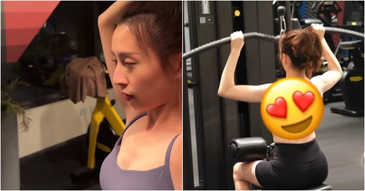 龔嘉欣變身健身狂魔狂舉啞鈴操肌 性感大露背身材一流