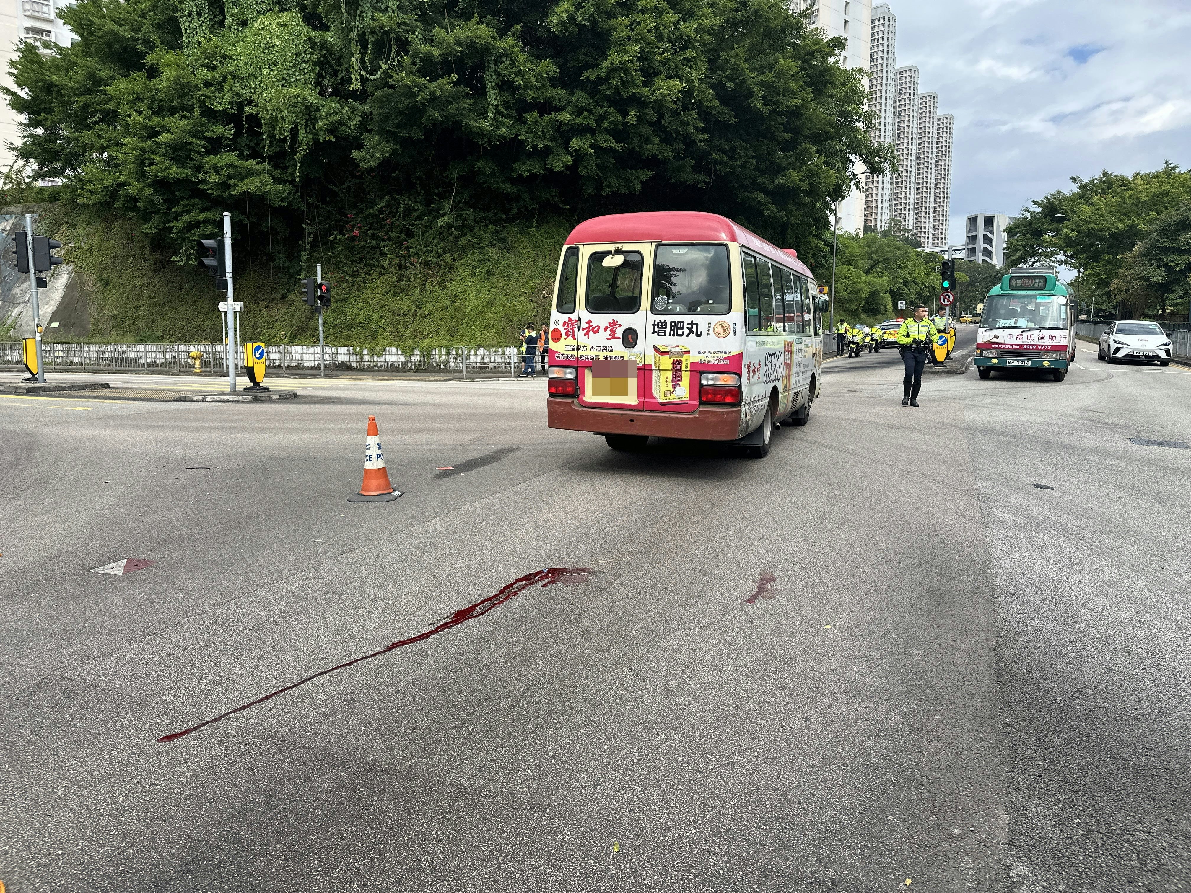 地上遺下一條長長的血路。（黃學潤攝）