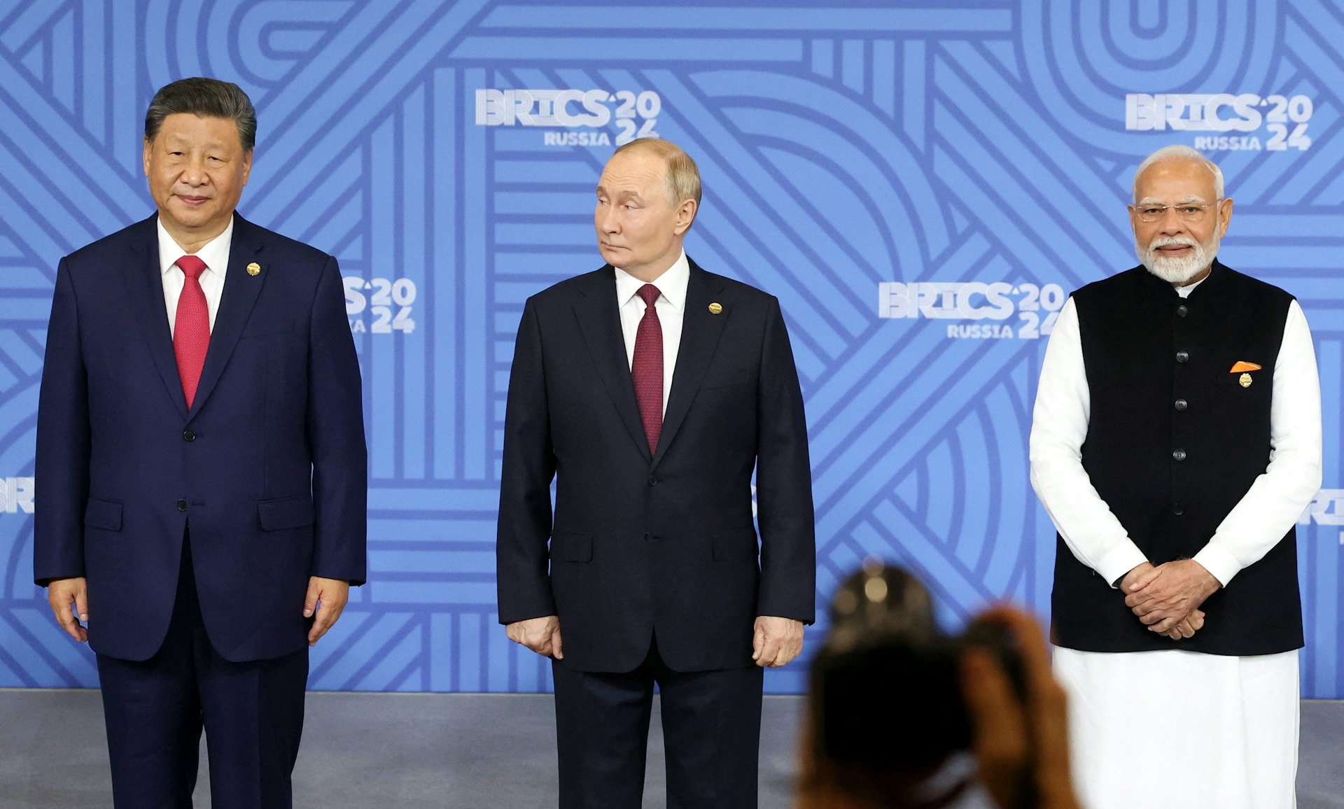 習近平、普京與莫迪2024年10月23日在俄羅斯出席金磚峰會(Sputnik/Alexander Kazakov/Pool via REUTERS) 習近平、普京與莫迪2024年10月23日在俄羅斯出席金磚峰會(Sputnik/Alexander Kazakov/Pool via REUTERS)