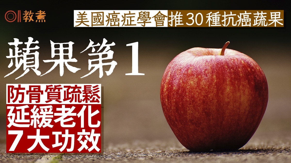蘋果營養|30種抗癌蔬果推介蘋果排第1 抗衰老防骨質疏鬆7大功效 蘋果營養|30種抗癌蔬果推介蘋果排第1 抗衰老防骨質疏鬆7大功效