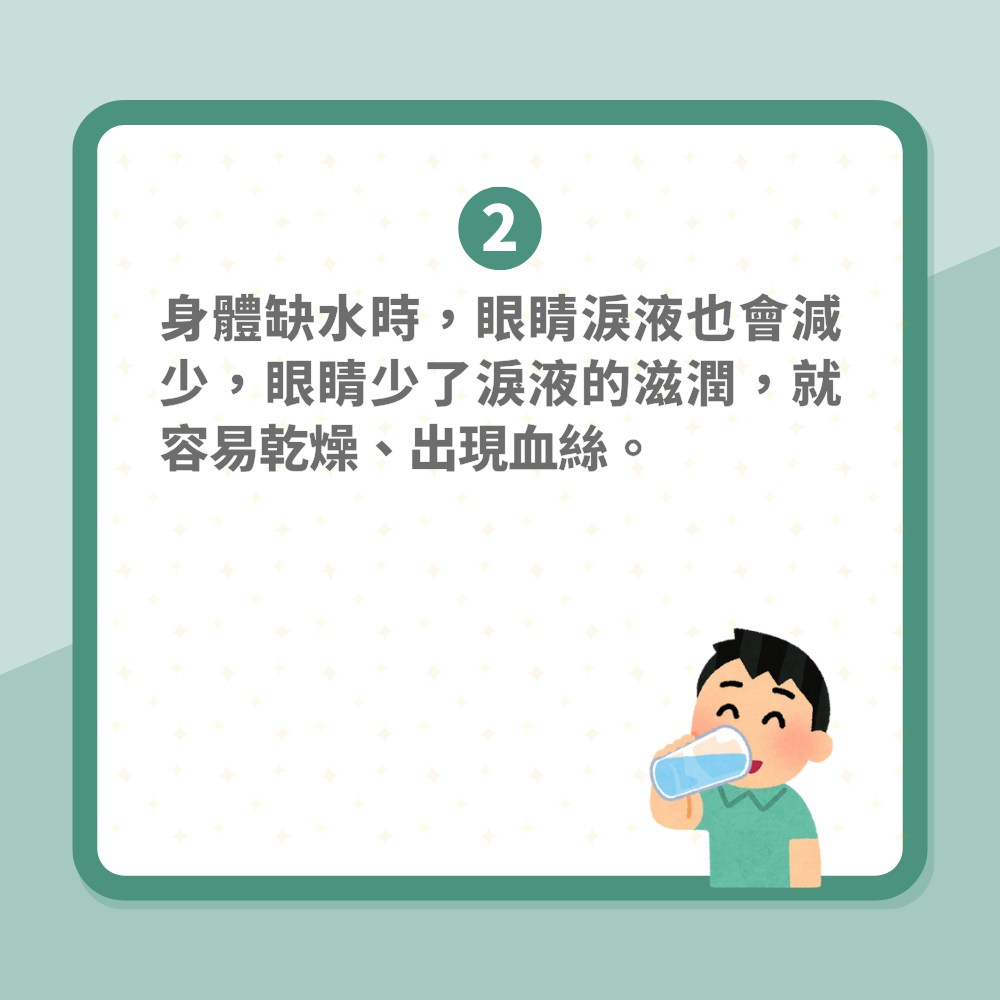 口臭/眼乾/頭暈係缺水徵兆「6個常見身體警號」提醒你係時候飲水（01製圖）