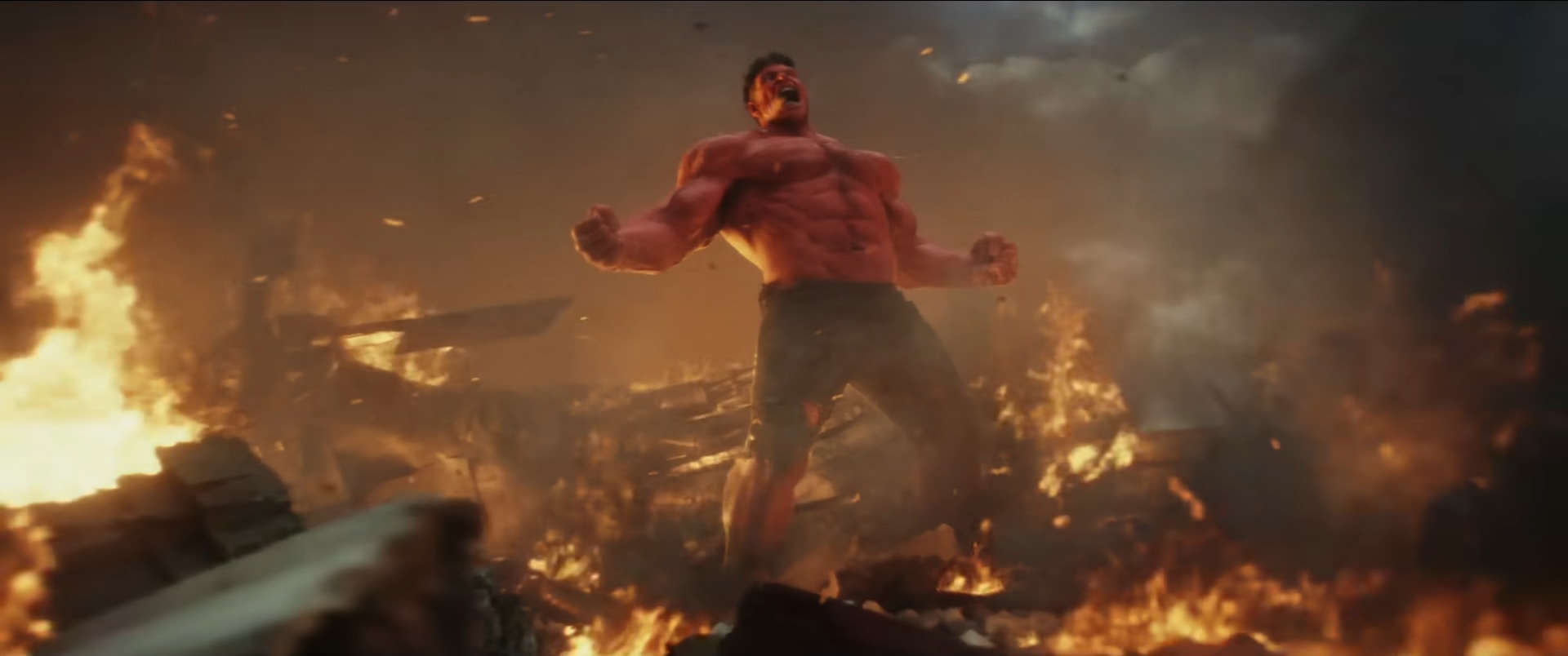 紅巨人隨憤怒程度會令體溫急升，甚至從雙眼發放高溫射線！（《美國隊長4：勇敢新世界》預告截圖）